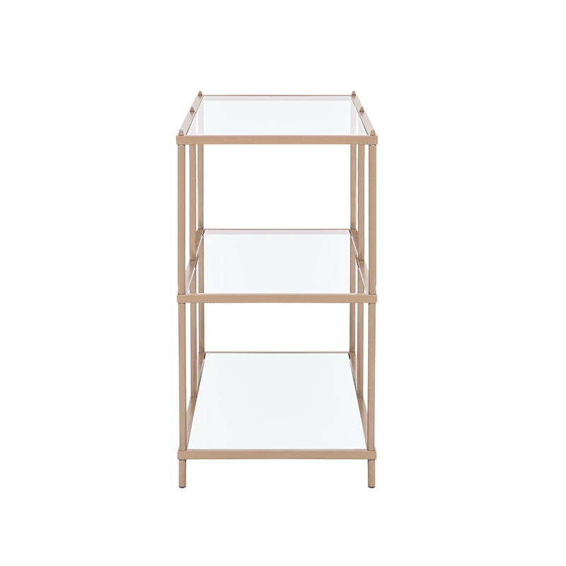 Bowery Hill Contemporary Metal 2-Shelf Console Table in Champagne Finish