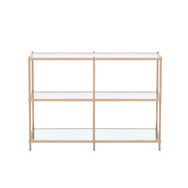 Bowery Hill Contemporary Metal 2-Shelf Console Table in Champagne Finish