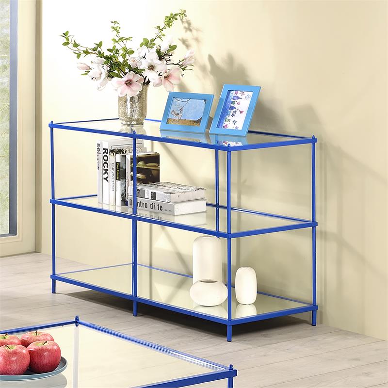 Bowery Hill Modern Metal 2-Shelf Console Table in Blue Finish
