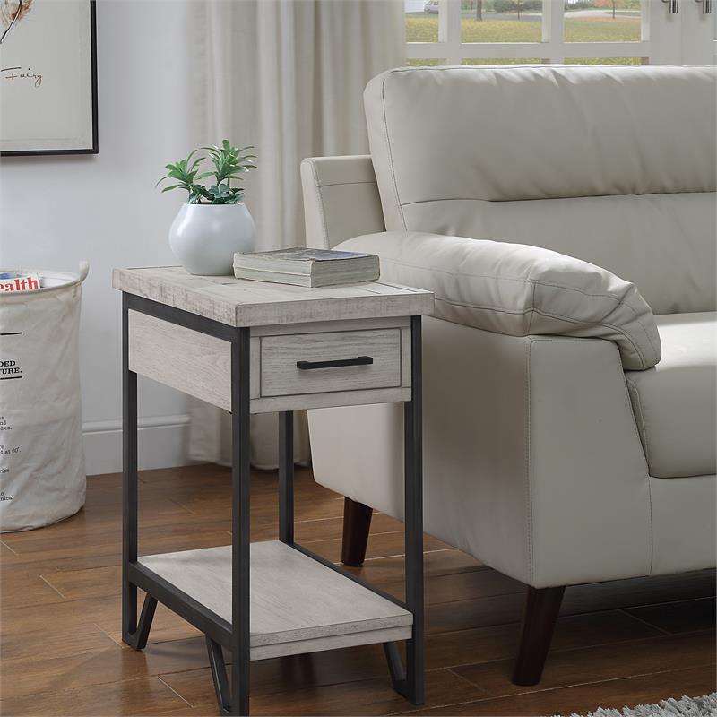 Bowery Hill Transitional Wood 1-Shelf Side Table in Antique White
