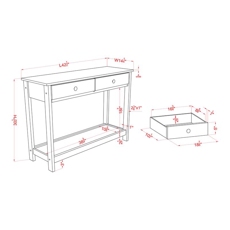 Bowery Hill Transitional Wood 2-Drawer Console Table in Gray