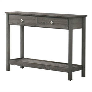 Bowery Hill Transitional Wood 2-Drawer Console Table in Gray