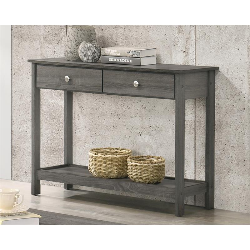 Bowery Hill Transitional Wood 2-Drawer Console Table in Gray