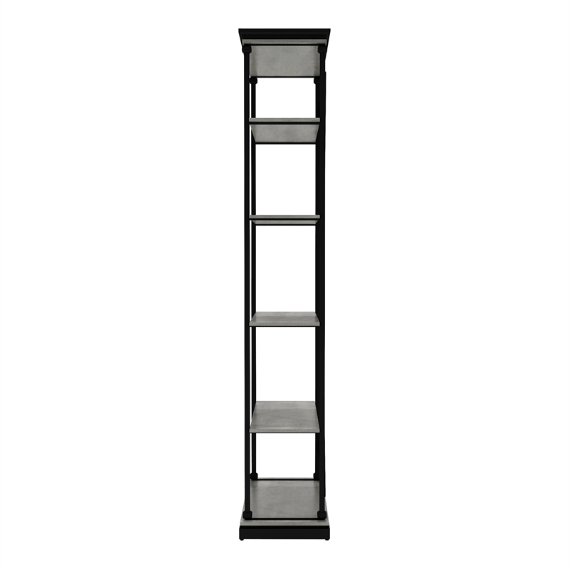 Bowery Hill Industrial Metal 33-Inch Bookcase in Antique Gray
