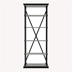 Bowery Hill Industrial Metal 33-Inch Bookcase in Antique Gray