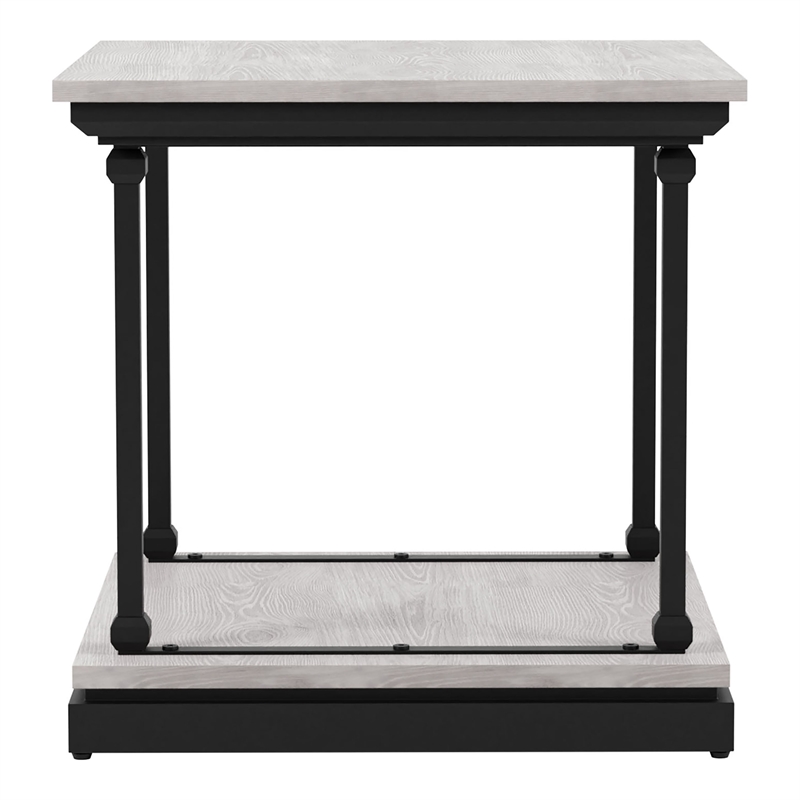 Bowery Hill Transitional Wood End Table in Antique White Finish