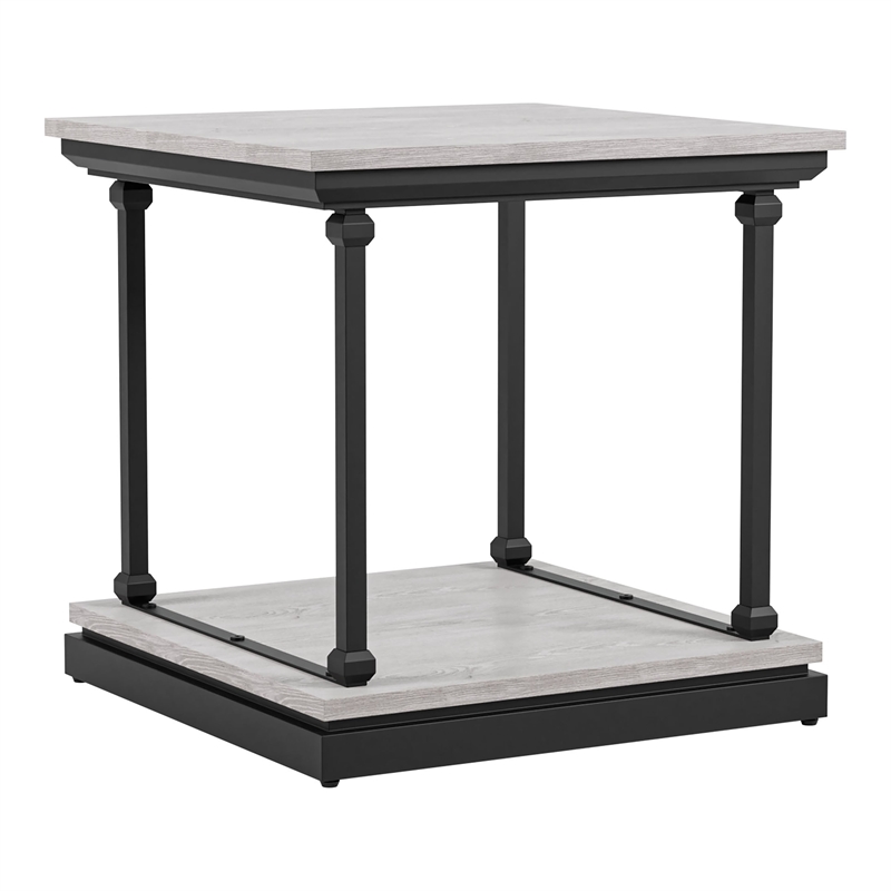 Bowery Hill Transitional Wood End Table in Antique White Finish