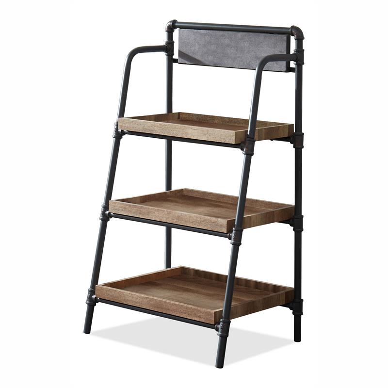 Bowery Hill Industrial Metal 3-Shelf Bookcase in Sand Black Finish