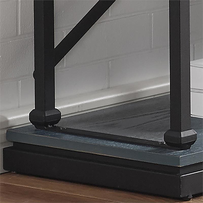 Bowery Hill Transitional Wood 2-Shelf Console Table in Blue Finish