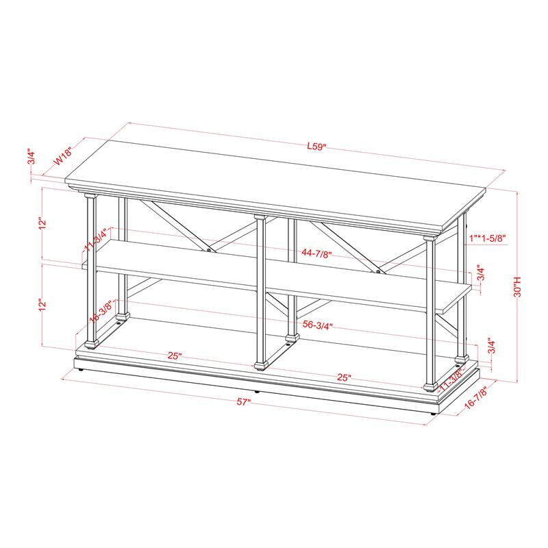 Bowery Hill Transitional Wood 2-Shelf Console Table in Blue Finish