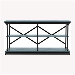 Bowery Hill Transitional Wood 2-Shelf Console Table in Blue Finish