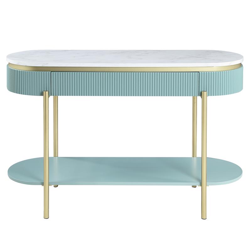 Bowery Hill Contemporary Wood 1-Drawer Console Table in Green