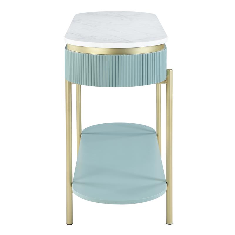 Bowery Hill Contemporary Wood 1-Drawer Console Table in Green