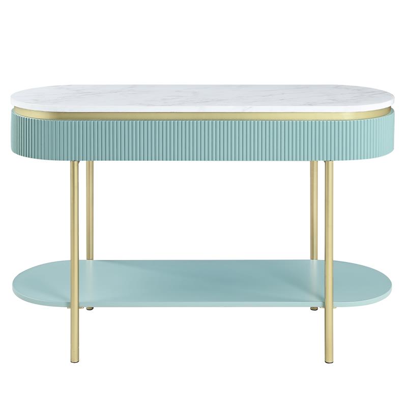 Bowery Hill Contemporary Wood 1-Drawer Console Table in Green