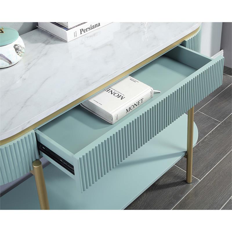 Bowery Hill Contemporary Wood 1-Drawer Console Table in Green
