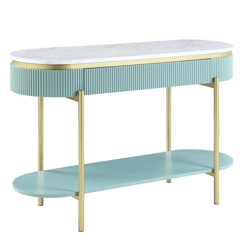 Bowery Hill Contemporary Wood 1-Drawer Console Table in Green