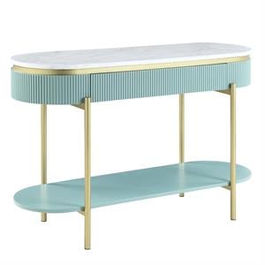 Bowery Hill Contemporary Wood 1-Drawer Console Table in Green