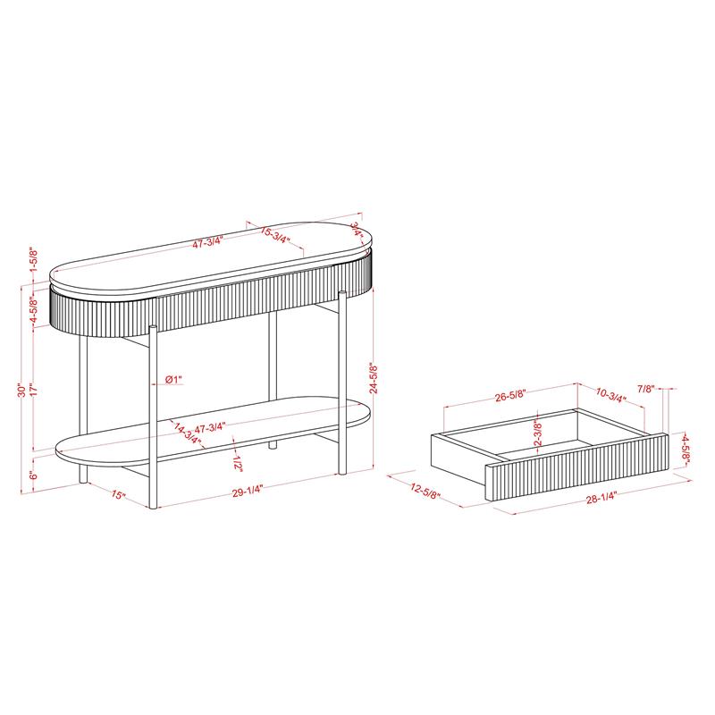 Bowery Hill Contemporary Wood 1-Drawer Console Table in Walnut