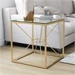 Bowery Hill Contemporary styled Glass Top End Table in Gold Finish
