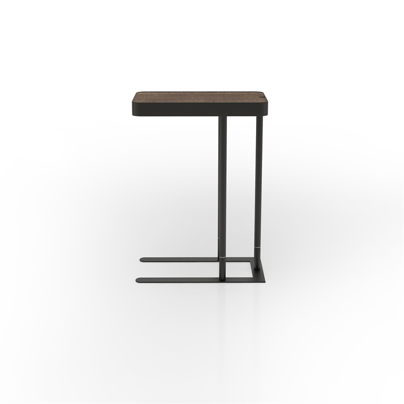 Bowery Hill Industrial Metal Adjustable Side Table in Sand Black