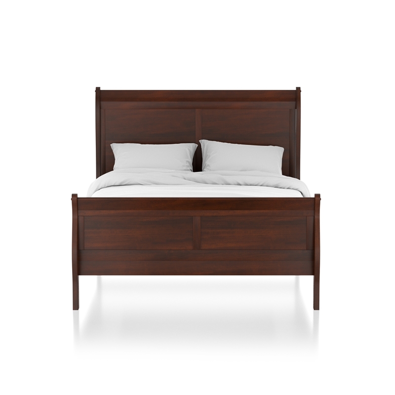 Bowery Hill Transitional Solid Wood King Sleigh Bed in Cherry