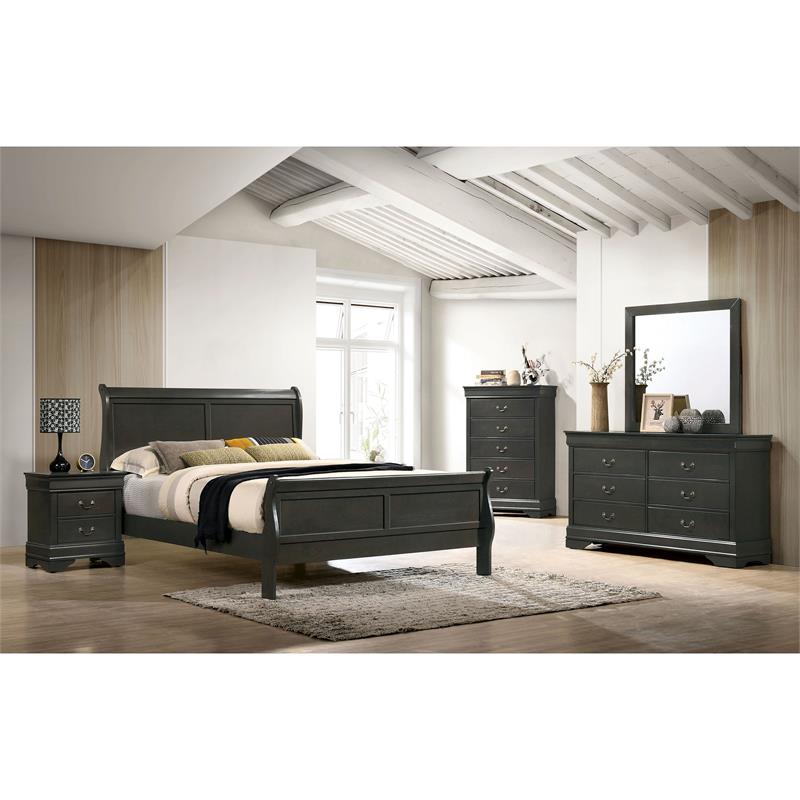 Bowery Hill 2-Drawer Transitional Solid Wood Nightstand in Gray