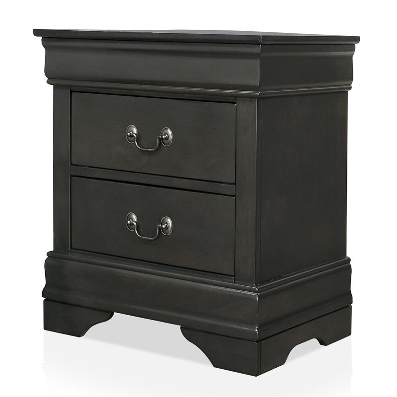 Bowery Hill 2-Drawer Transitional Solid Wood Nightstand in Gray