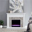 Bowery Hill Rubberwood White Electric Fireplace Rectangular Color Changing Lights 50