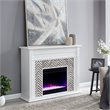 Bowery Hill Rubberwood White Electric Fireplace Rectangular Color Changing Lights 50
