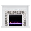 Bowery Hill Rubberwood White Electric Fireplace Rectangular Color Changing Lights 50