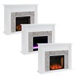 Bowery Hill Rubberwood White Electric Fireplace Rectangular Color Changing Lights 50