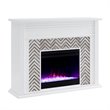 Bowery Hill Rubberwood White Electric Fireplace Rectangular Color Changing Lights 50