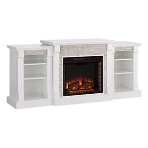 Bowery Hill Traditional Engineered Wood Electric Fireplace in White