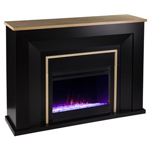 Bowery Hill Wood Black Electric Fireplace Rectangular Color Changing Lights 40&quot x 52&quot x 15&quot