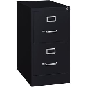 Bowery Hill 22&quot 2-Drawer Metal Letter Width Vertical Filing Cabinet in Black