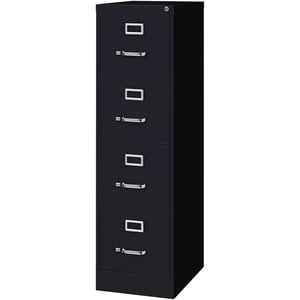 Bowery Hill 22&quot 4-Drawer Metal Letter Width Vertical Filing Cabinet in Black