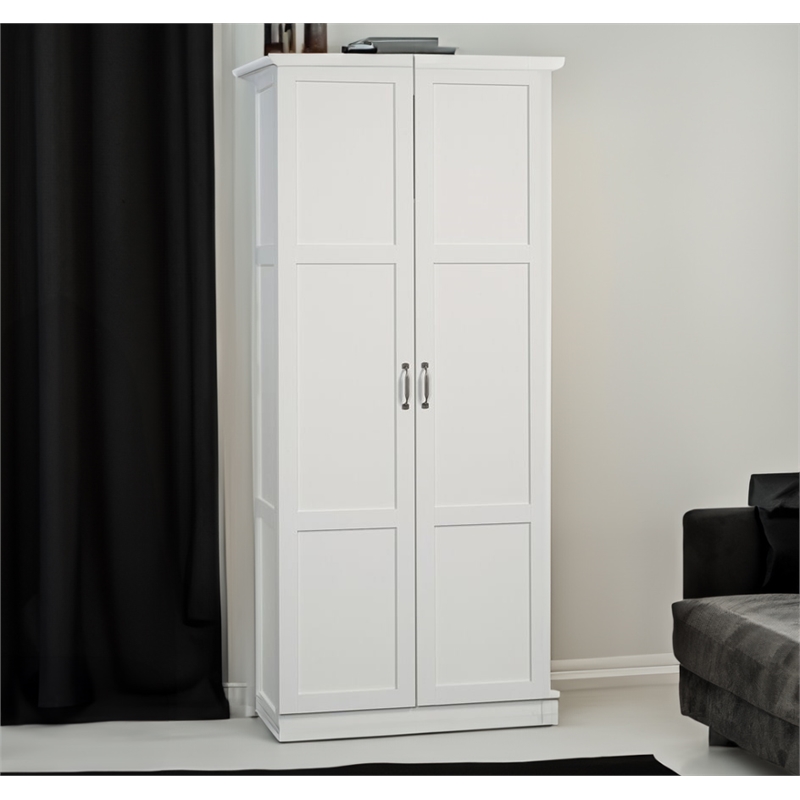 Bowery Hill Transitional Adjustable Storage Cabinet in White