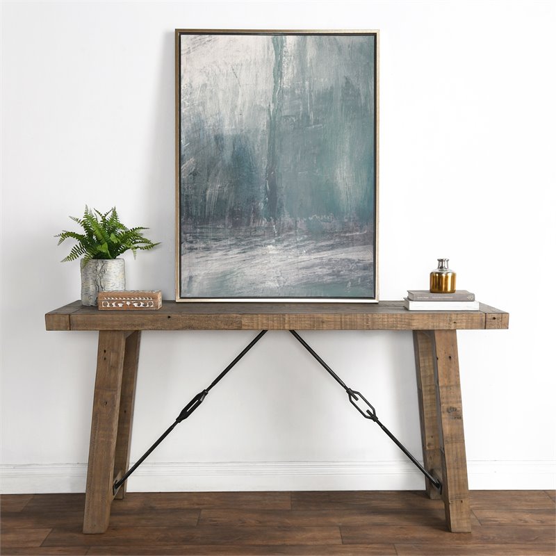 Bowery Hill Reclaimed Pine Console Table in Weathered Gray Finish