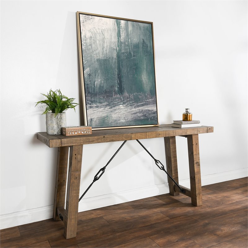 Bowery Hill Reclaimed Pine Console Table in Weathered Gray Finish