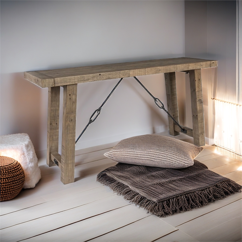 Bowery Hill Reclaimed Pine Console Table in Weathered Gray Finish