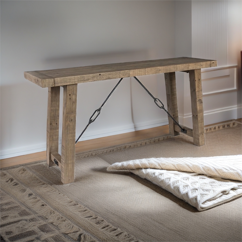 Bowery Hill Reclaimed Pine Console Table in Weathered Gray Finish