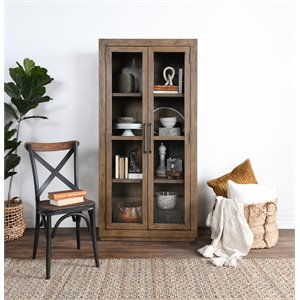 Bowery Hill Reclaimed Pine Brown Display Cabinet Rectangular 70&quot