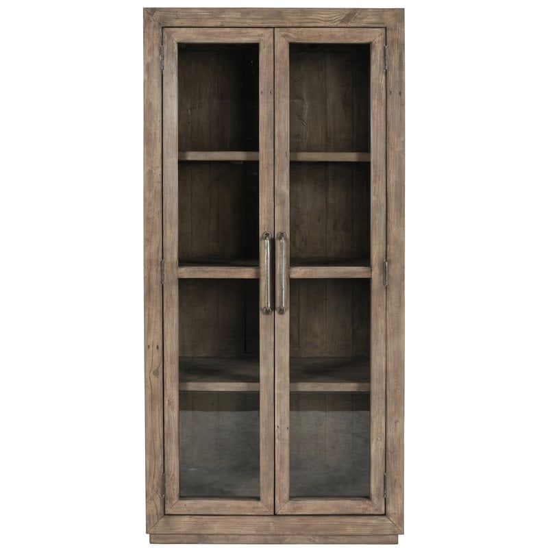 Bowery Hill Transitional Reclaimed Pine Display Cabinet in Brown