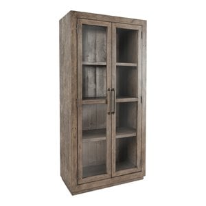Bowery Hill Transitional Reclaimed Pine Display Cabinet in Brown
