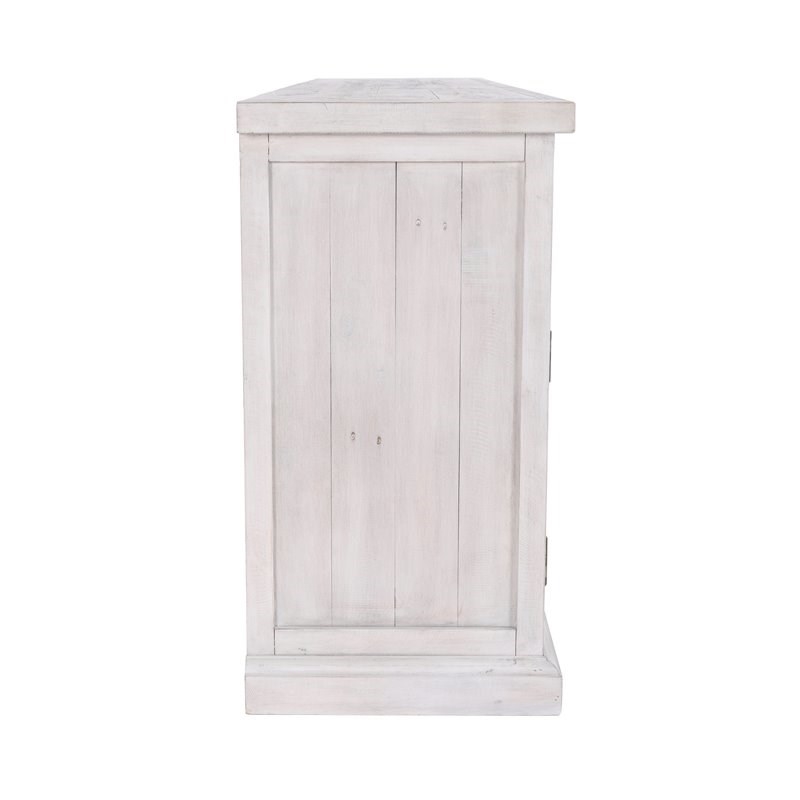 Bowery Hill 4-Drawer 4-Door Solid Pine Wood Sideboard in Nordic Ivory