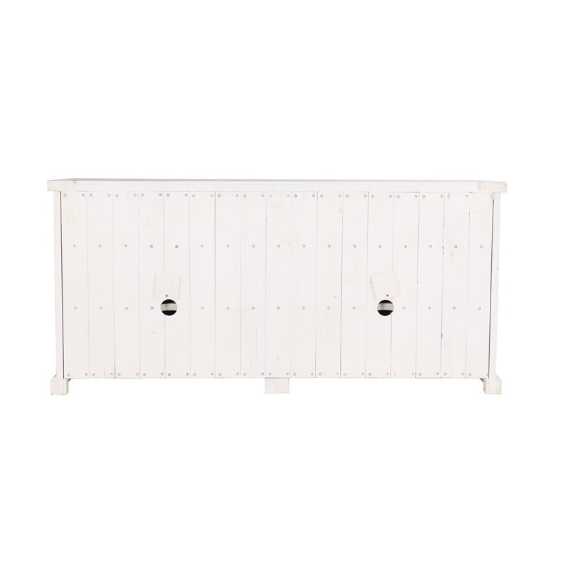 Bowery Hill 4-Drawer 4-Door Solid Pine Wood Sideboard in Nordic Ivory