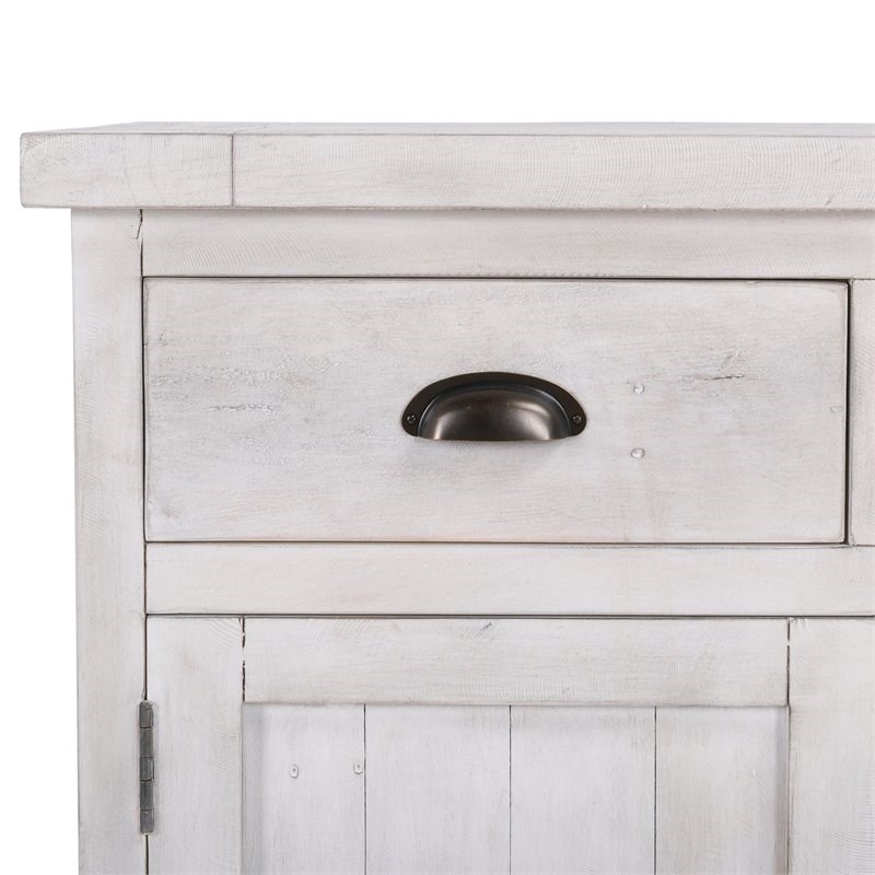 Bowery Hill 4-Drawer 4-Door Solid Pine Wood Sideboard in Nordic Ivory