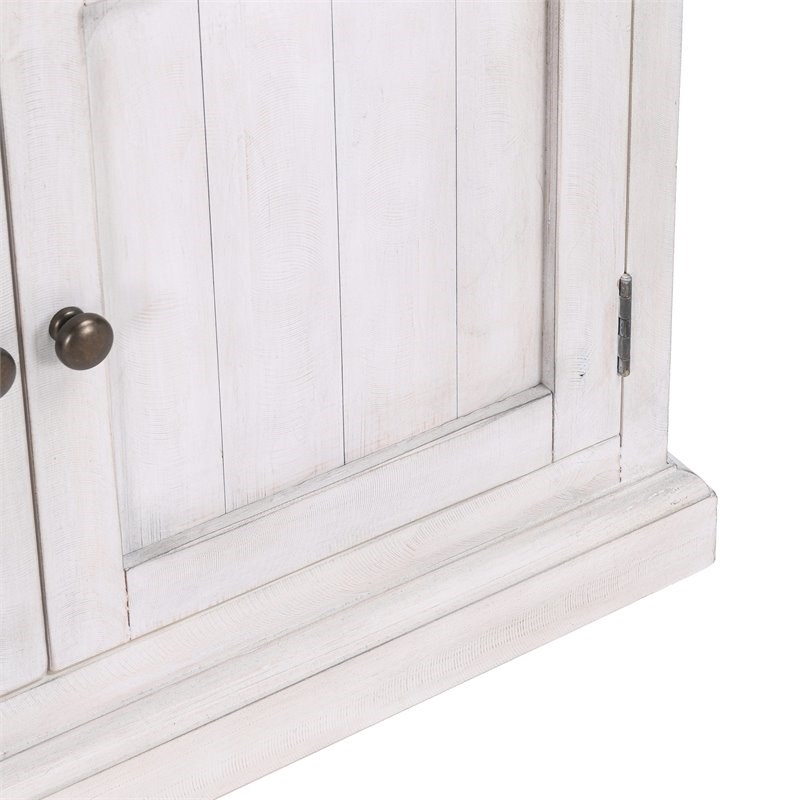 Bowery Hill 4-Drawer 4-Door Solid Pine Wood Sideboard in Nordic Ivory