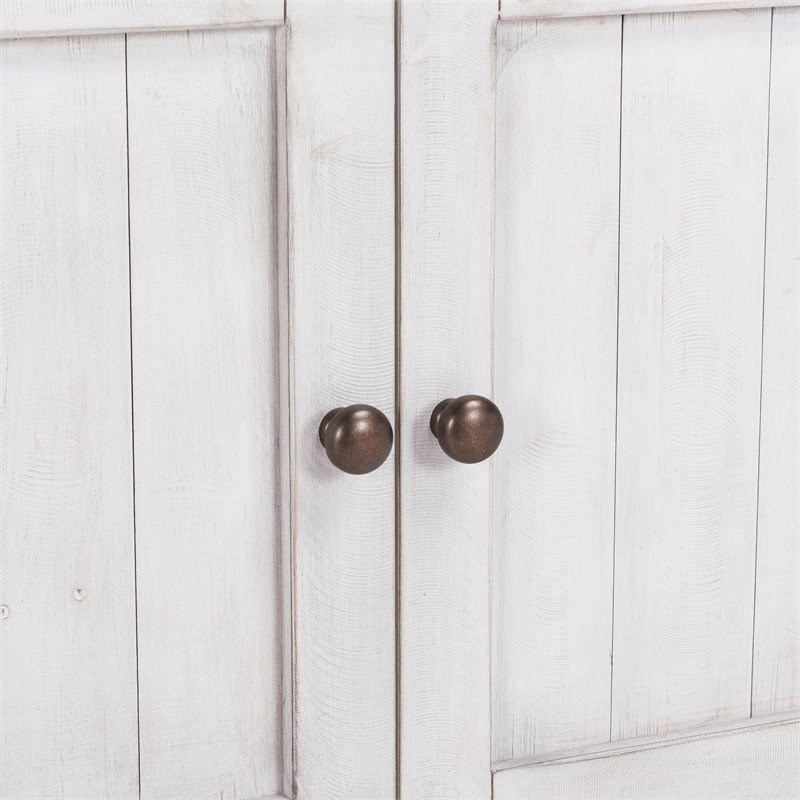 Bowery Hill 4-Drawer 4-Door Solid Pine Wood Sideboard in Nordic Ivory