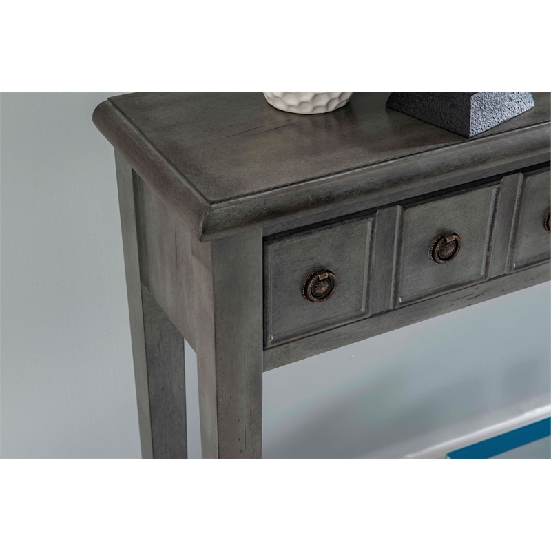Bowery Hill Birch Wood Gray Console Table Rectangular Slimline Design 60